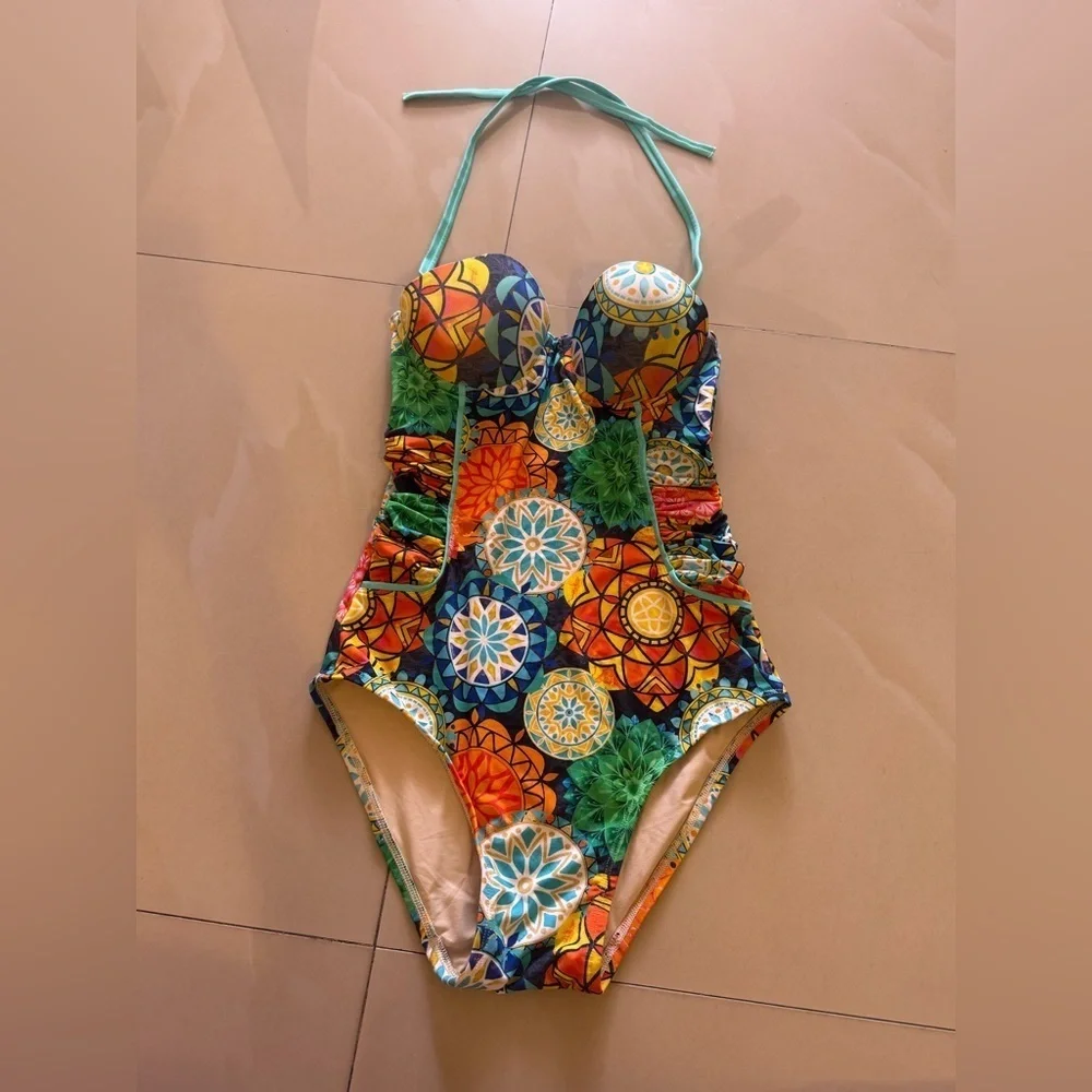 Splash Bathing Suit Vintage Colorful  Talla SML vibrant colors